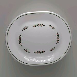 CORNING CORELLE Christmas Winter Holly Days Oval Serving Platter 12.25"